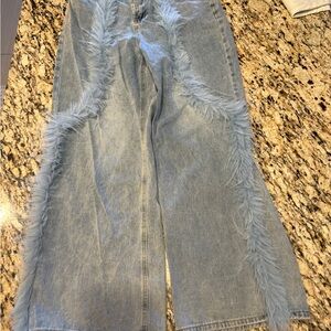 Stylish Blue Feather Women's Jeans